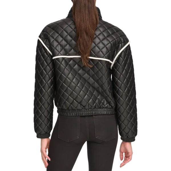 Alia Quilted Bomber Leather Jacket - Image 4