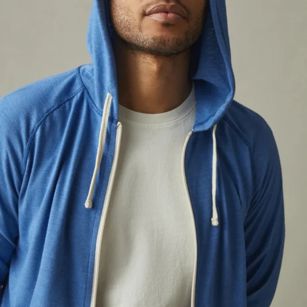 Mens Blue Full Zip Lightweight Hoodie - Image 6