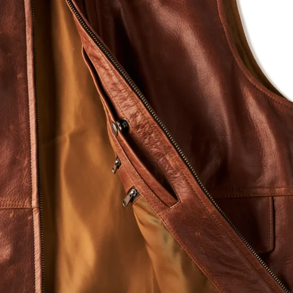 Mens Brown Leather Vest - Image 4