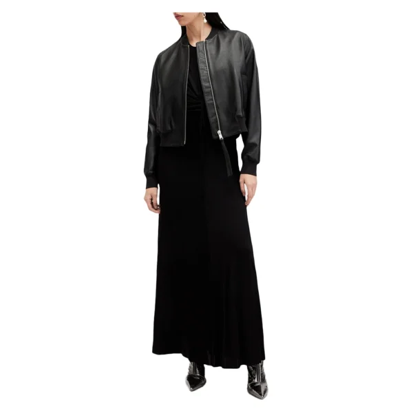 Women Black Jacket Leather Bomber - Image 5