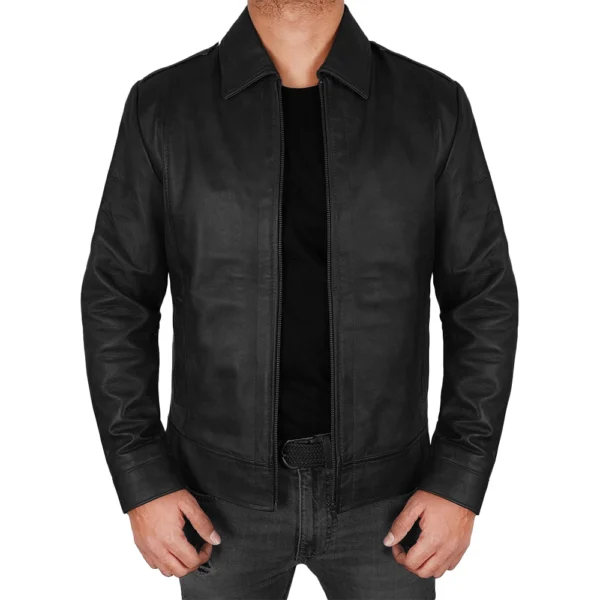Mens Black Real Leather Jacket
