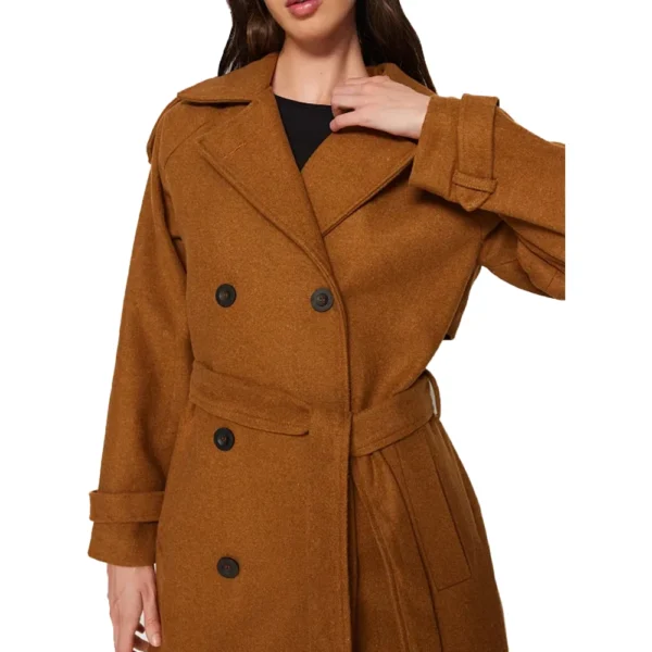 Eleanor Brown Double Breasted Wool Coat - Image 2