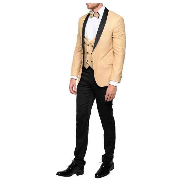 Mens Gold and Black Three Piece Tuxedo - Image 3