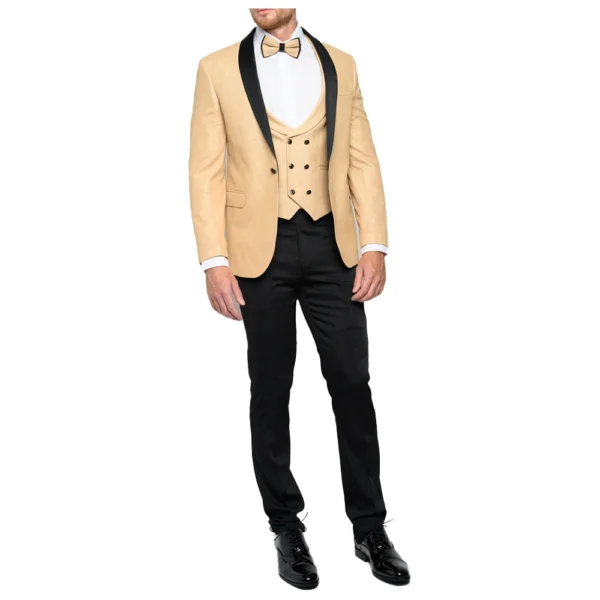 Mens Gold and Black Three Piece Tuxedo - Image 5