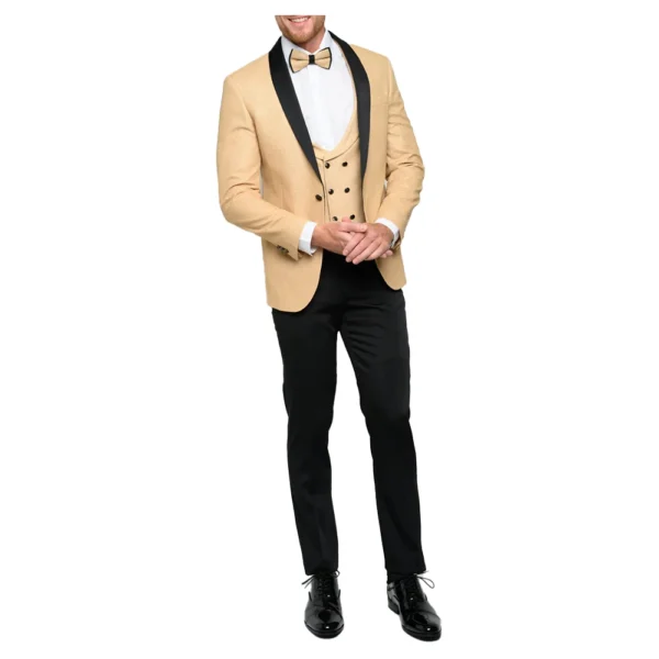 Mens Gold and Black Three Piece Tuxedo - Image 4
