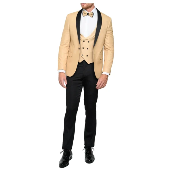 Mens Gold and Black Three Piece Tuxedo - Image 6