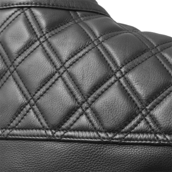 Mens Leather Motorcycle Vest Black - Image 4