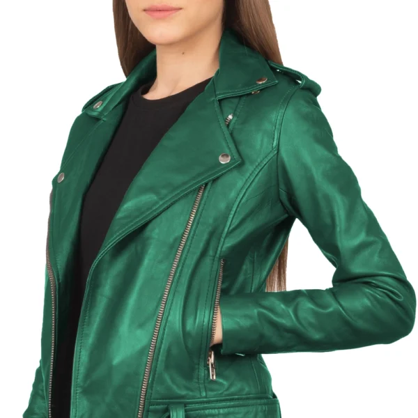 Angela Green Moto Leather Jacket - Image 3