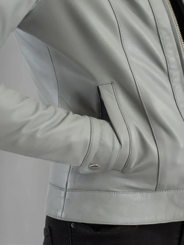Womens Leather Moto Jacket - Image 18