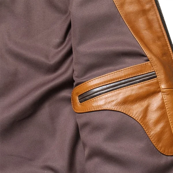 Men’s Brown and Black Vintage Leather Jacket - Image 7