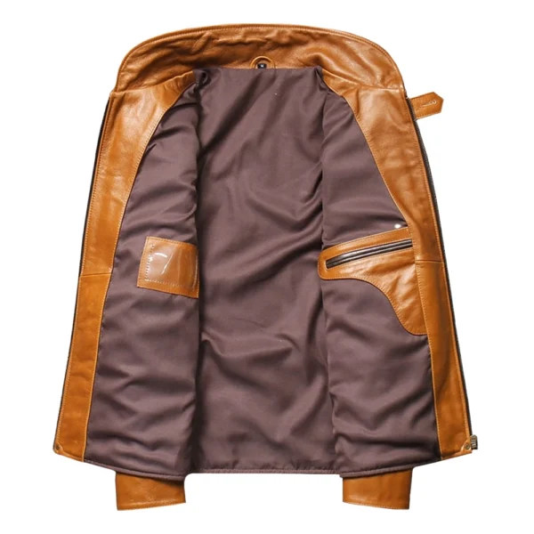 Men’s Brown and Black Vintage Leather Jacket - Image 4