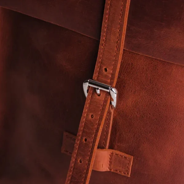 Women Stylish Brown Leather Backpack - Image 8
