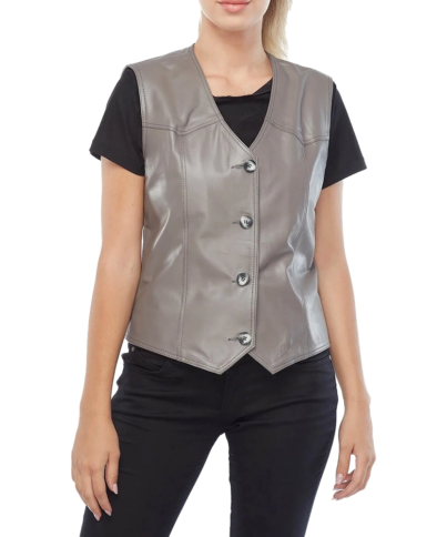 Isabella-Womens-Leather-Vest-Taupe-Pose.webp