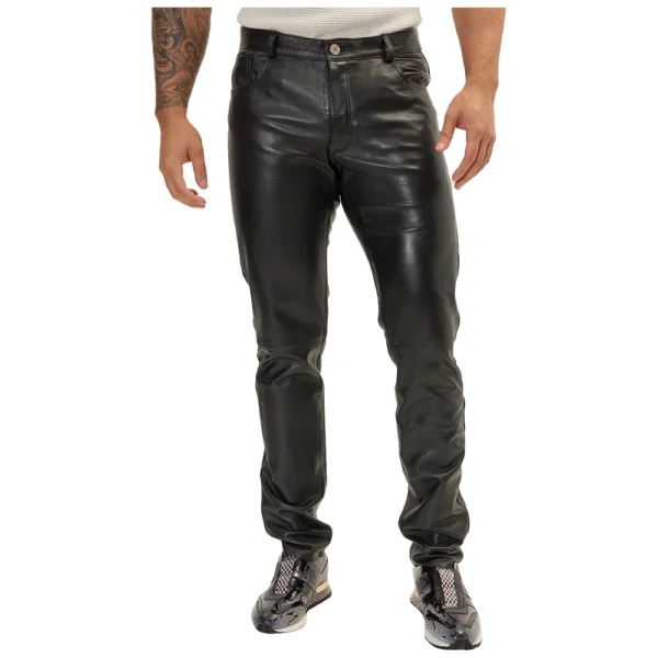Classic Black Leather Pants Mens
