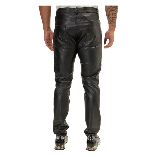 Classic Black Leather Pants Mens - Image 3