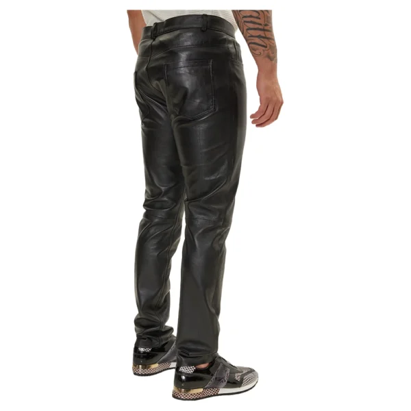 Classic Black Leather Pants Mens - Image 4