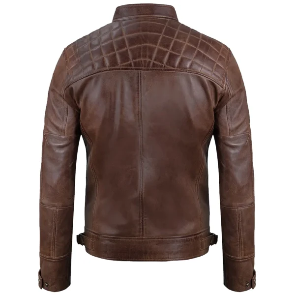 Jake Chocolate Brown Leather Biker Jacket - Image 2