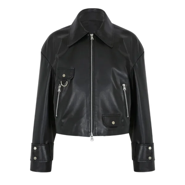 Rachel Womens Classic Black Leather Jacket