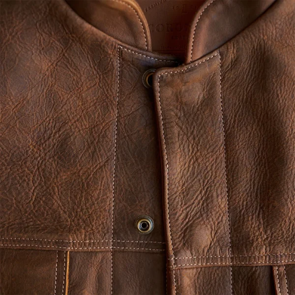 Men’s Western Leather Brown Vest - Image 5