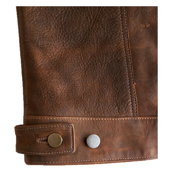Men’s Western Leather Brown Vest - Image 6