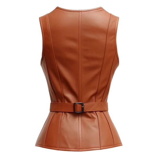 Brown Classic Leather Vest Women - Image 4