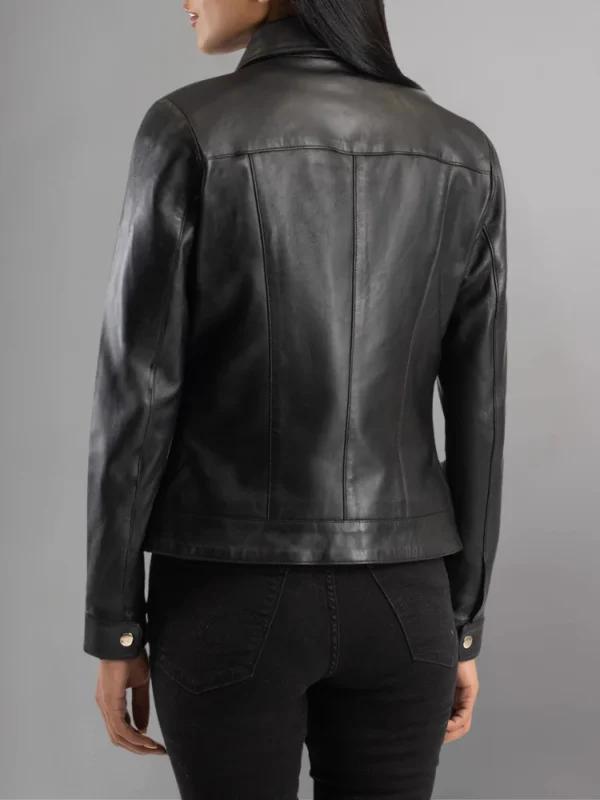 Womens Leather Moto Jacket - Image 3