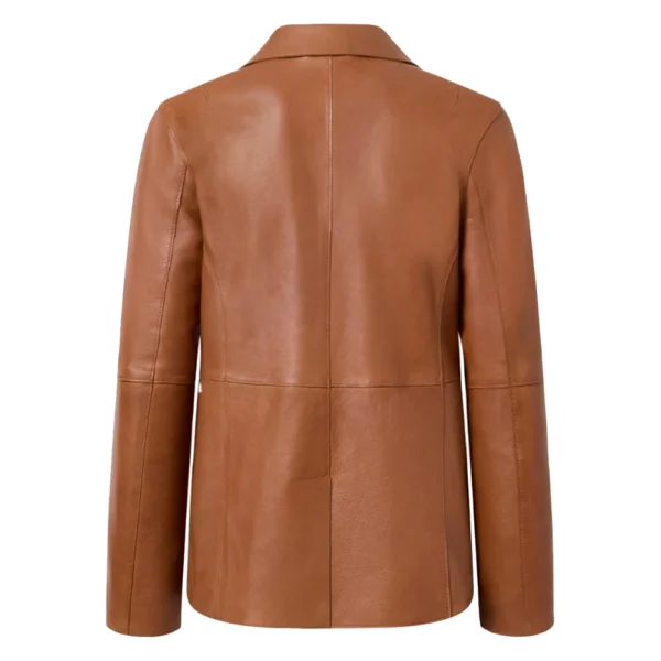 Premium Brown Leather Blazer For Women - Image 2
