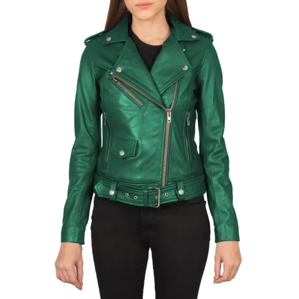 Angela Green Moto Leather Jacket