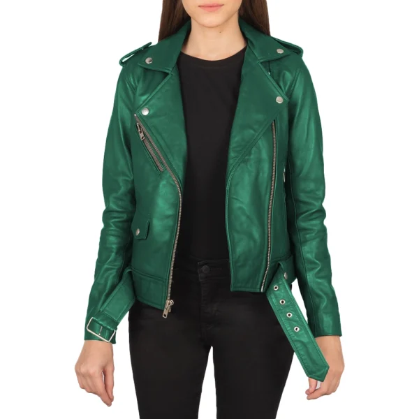 Angela Green Moto Leather Jacket - Image 5