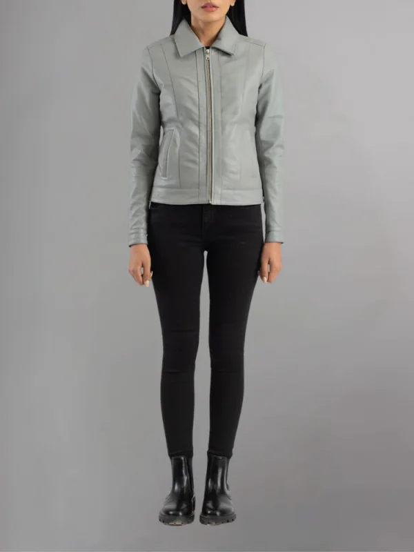 Womens Leather Moto Jacket - Image 15