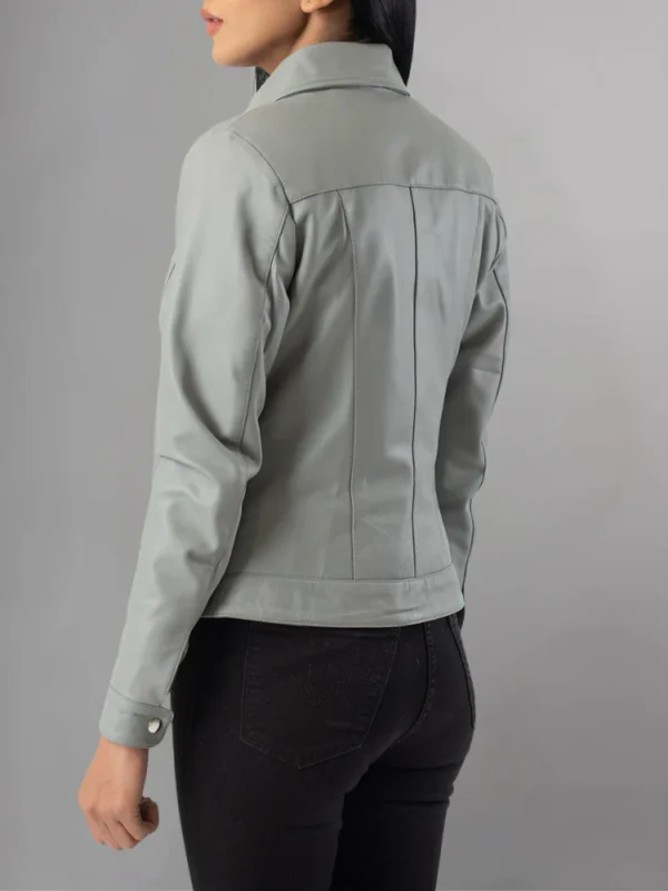 Womens Leather Moto Jacket - Image 17