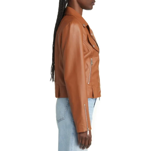 Alice Brown Asymmetrical Leather Moto Jacket - Image 4