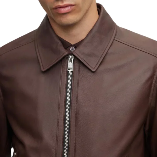 Allan Lambskin Leather Dark Leather Brown Jacket - Image 4
