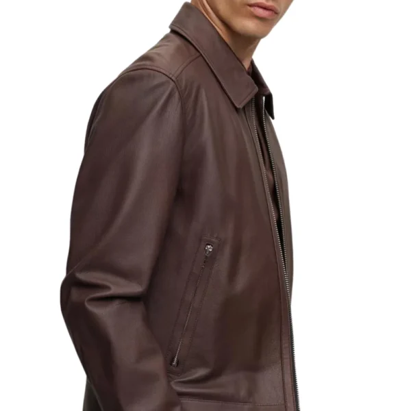 Allan Lambskin Leather Dark Leather Brown Jacket - Image 3