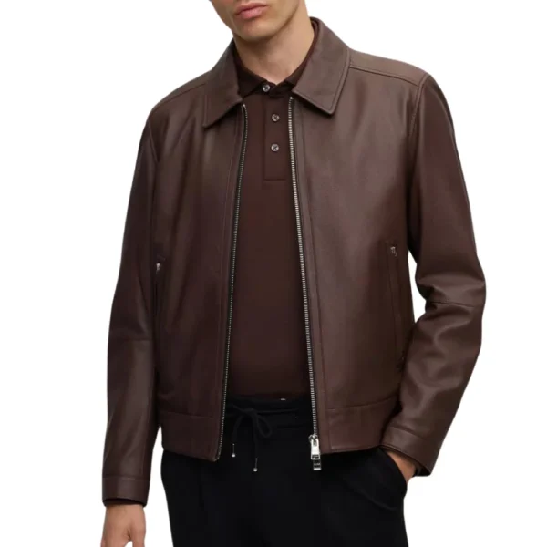 Allan Lambskin Leather Dark Leather Brown Jacket