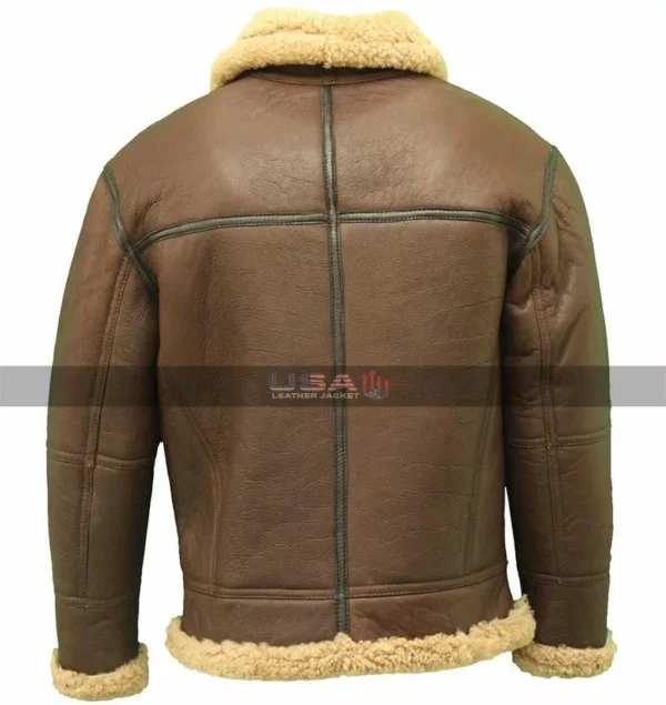 World War 2 Sheepskin Aviator B3 Brown Jacket - Image 4