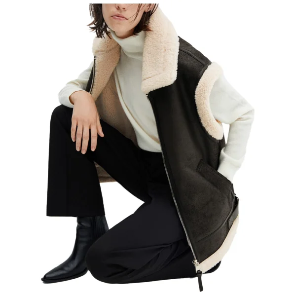 Ballie Black Shearlng Leather Vest - Image 4
