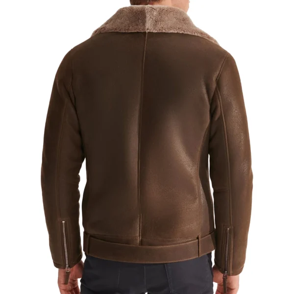 Mens Vintage Brown Shearling Leather Jacket - Image 2