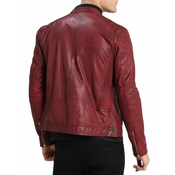 Red Leather Biker Jacket - Image 4