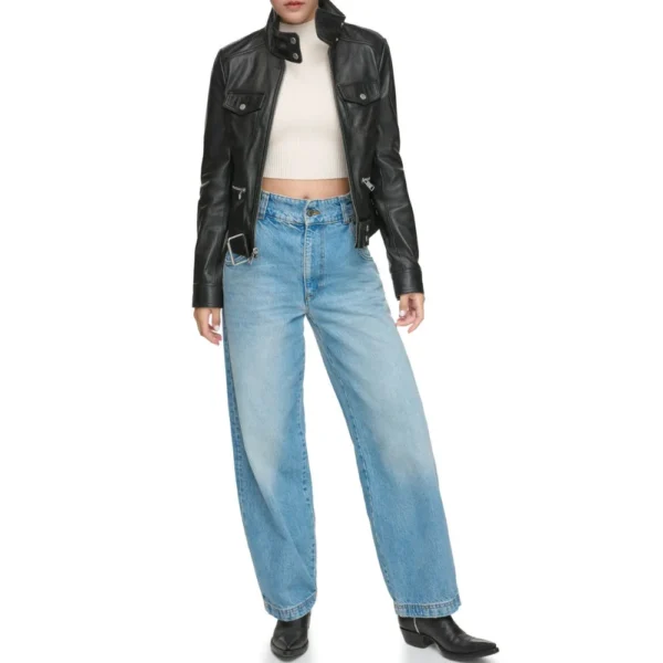 Muse Women Leather Moto Jacket In Black - Image 6