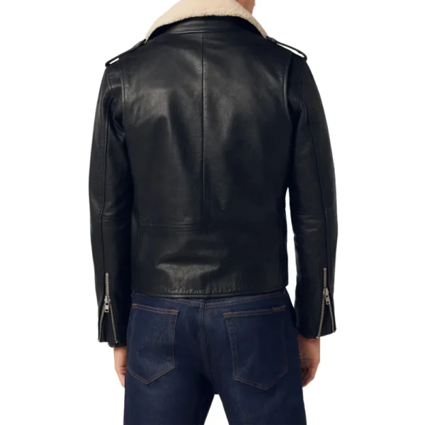 Mens Black Aviator Leather Jacket - Image 2