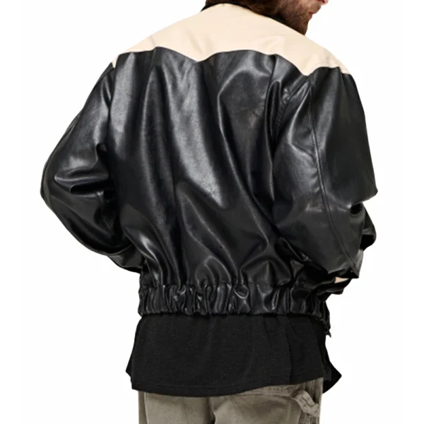 Ryan Black and White Bomber Racer Jacket - Image 3