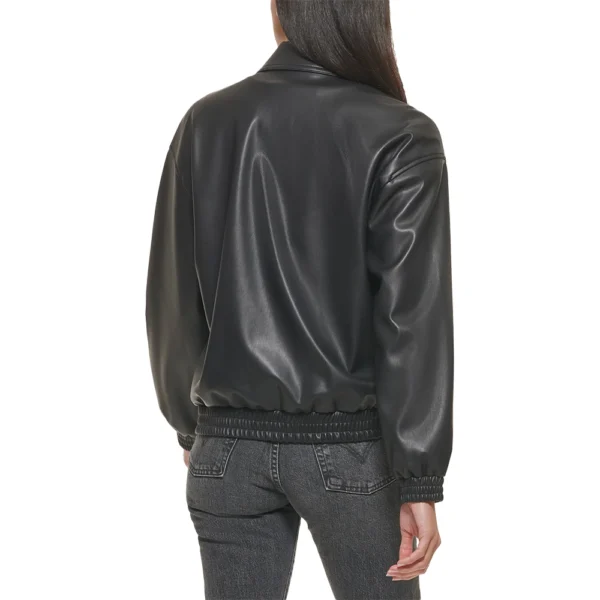 Annie Black Bomber Leather Jacket - Image 5