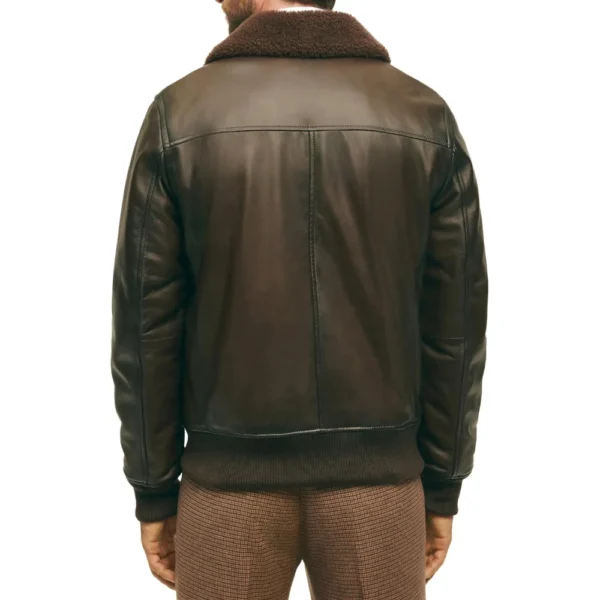James Chocolate Brown Flight Leather Jacket - Image 2