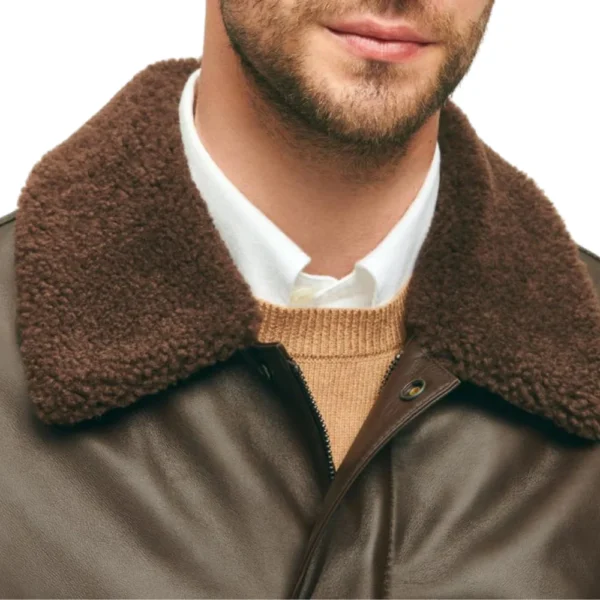 James Chocolate Brown Flight Leather Jacket - Image 4
