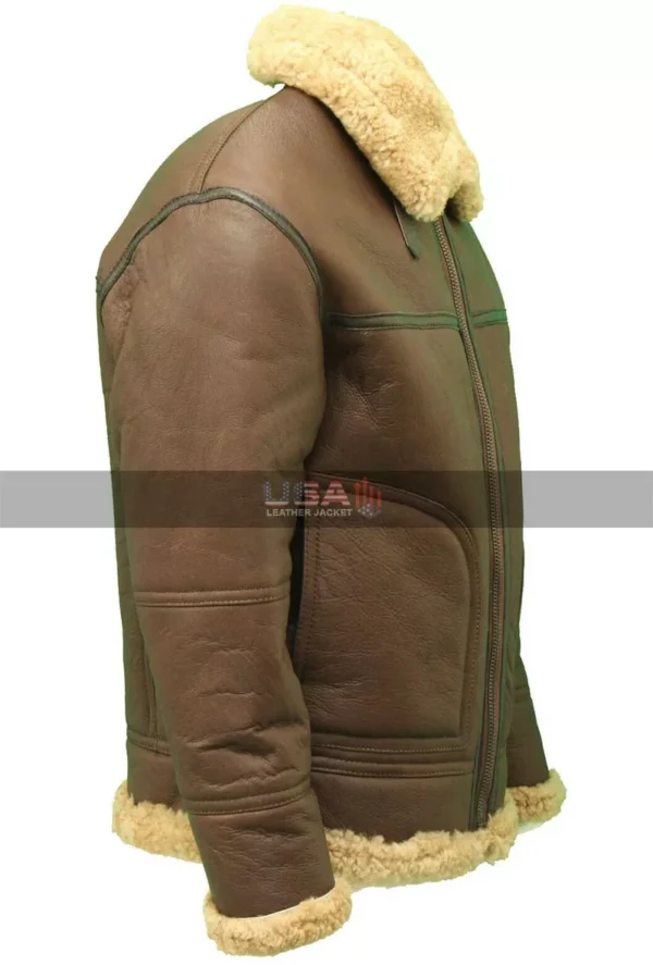 World War 2 Sheepskin Aviator B3 Brown Jacket - Image 3