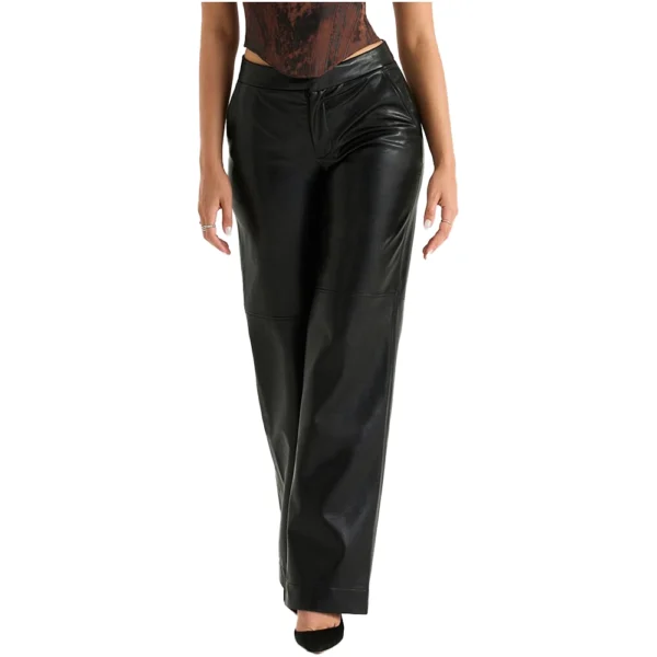 Premium Black Leather Trousers For Women - Image 5