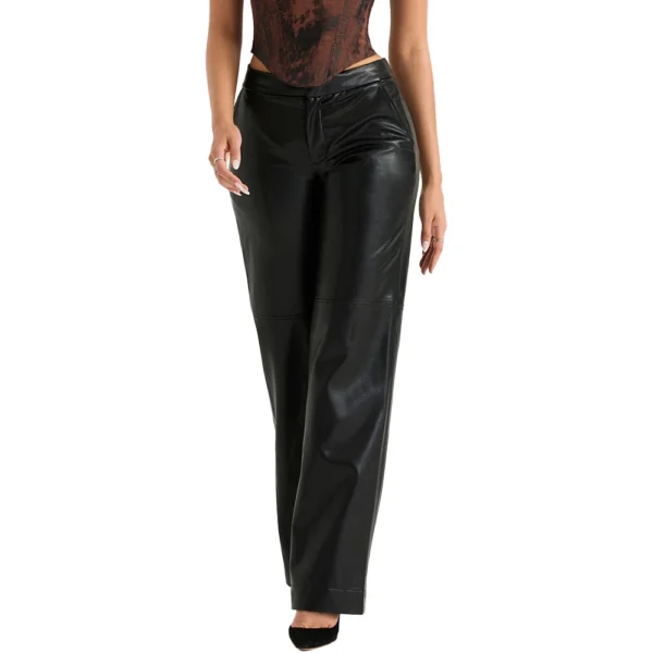 Premium Black Leather Trousers For Women - Image 6