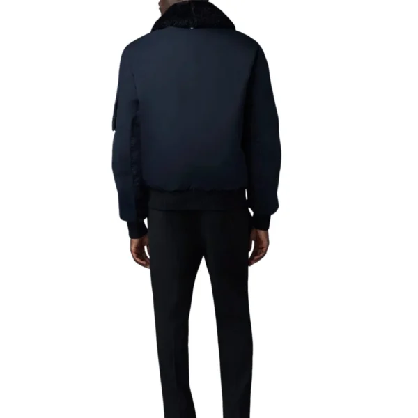John Shearling Collar Bomber Jacket Black - Image 4