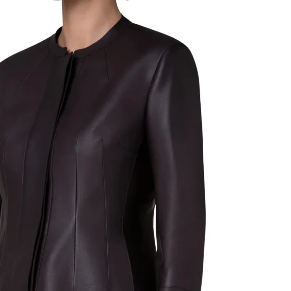 Titan Women Black Leather Slim Fit Jacket - Image 5